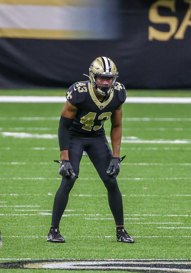 Sep 27, 2020; New Orleans, Louisiana, USA; New Orleans Saints safety Marcus Williams (43) against the Green Bay Packers during the second half at the Mercedes-Benz Superdome.
